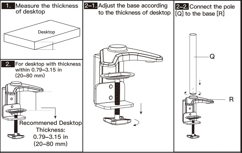HUANUO HNTS3B Triple Monitor Mount 6