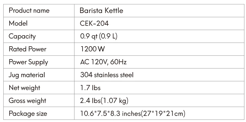 Intasting CEK-204 Gooseneck Electric kettle 1