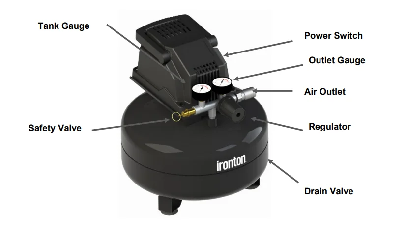 Ironton ‎5820665 3-Gallons Oil-Free Pancake Air Compressor 2