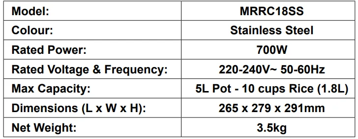 Morphy Richards MRRC18SS 10-Cup Rice Cooker 1