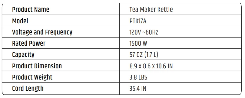 Razorri PTK17A Electric Tea Maker 2