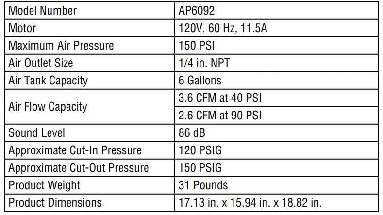 WEN AP6092 6-Gallon Air Compressor 1