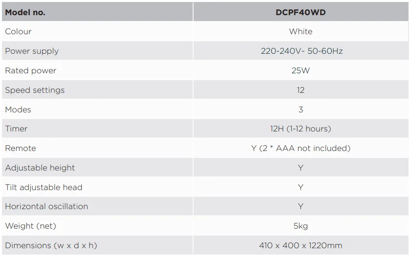 Dimplex DCPF40WD 40cm Digital Pedestal Fan 1