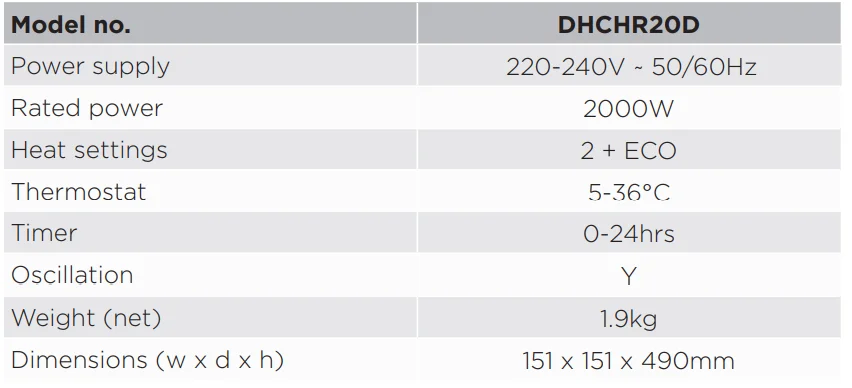 Dimplex DHCHR20D 2kW Digital Ceramic Heater 1