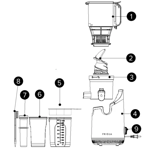 Fridja f2500 Self-Feeding Whole Fruit Juicer 1
