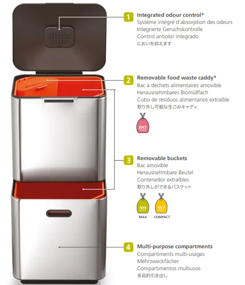 Joseph Joseph Totem Max 60L Waste & Recycling Bin Manual Joseph Joseph Totem Max 60L Waste & Recycling Bin 1