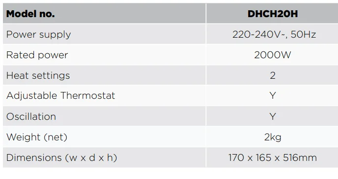 Dimplex DHCH20H 2kW Ceramic Tower Heater 1
