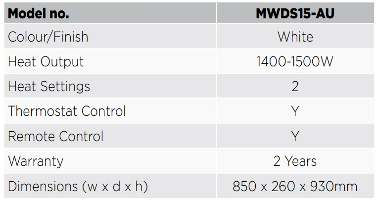 Dimplex MWDS15-AU Mini Windelsham Suite Manual Dimplex MWDS15-AU Mini Windelsham Suite 1