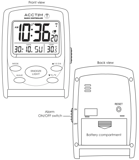 Acctim 71707 Vista RC LCD Alarm Clock User Manual Acctim 71707 Vista RC LCD Alarm Clock 1