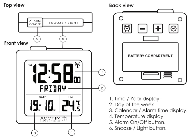 Acctim 71937 Invicta Digital RC Alarm Clock 1