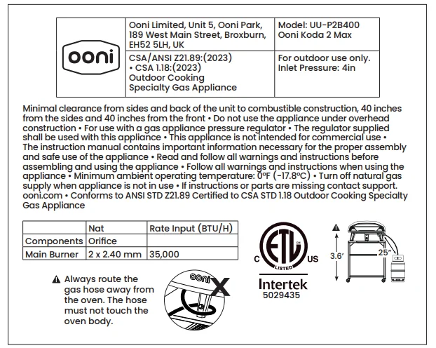 Ooni Koda 2 Max Natural Gas Pizza Oven 19