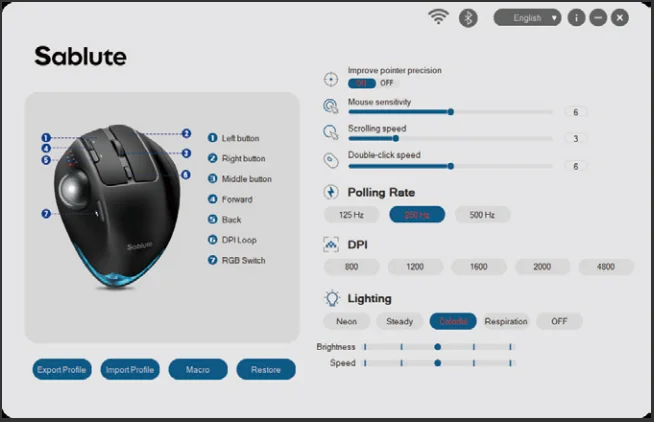 Sablute MAM1 Pro Wireless Trackball Mouse 9