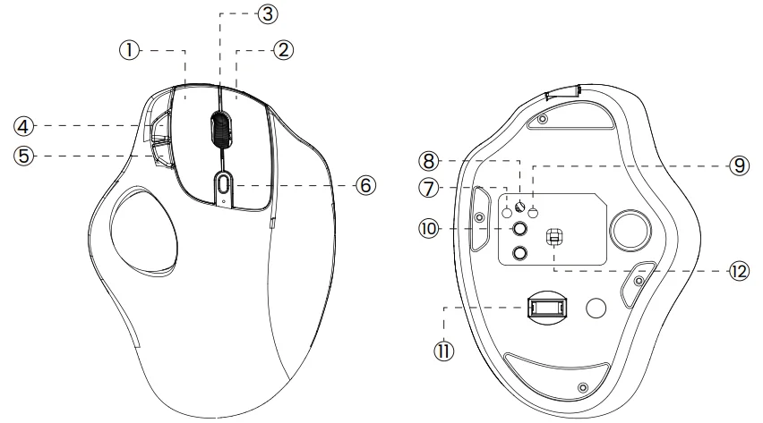 Sablute MAM2 Wireless Trackball Mouse 1