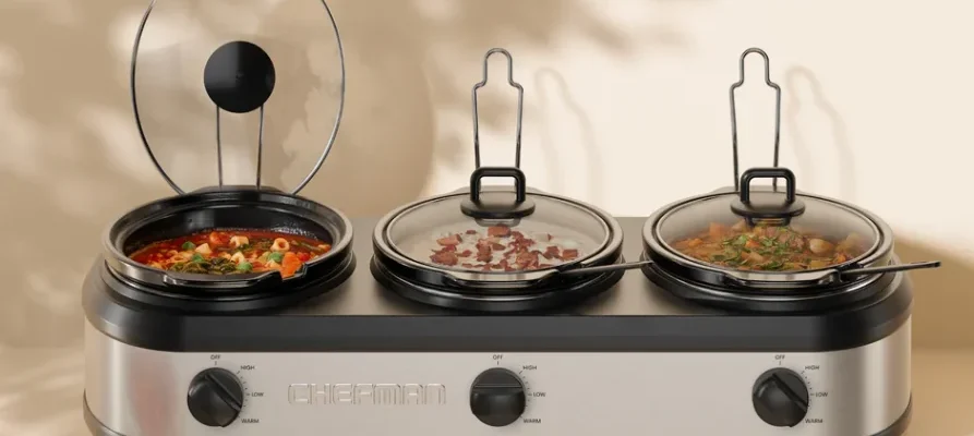 Chefman Triple Slow Cooker-Buffet Server feat