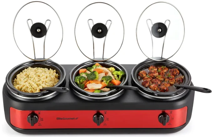 Elite Gourmet Maxi-Matic Triple Slow Cooker prod