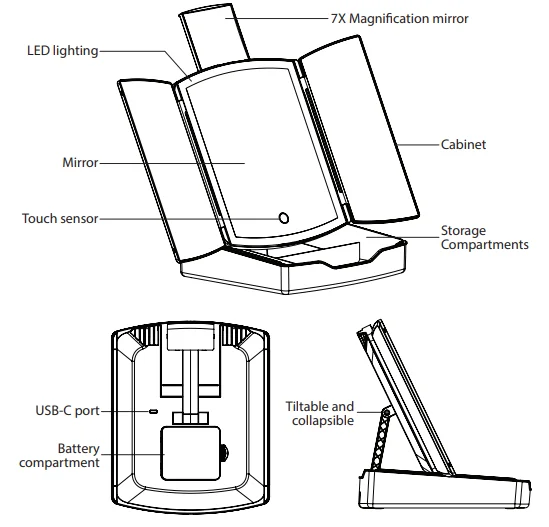 iHome iCVS30 Travel Mirror 1